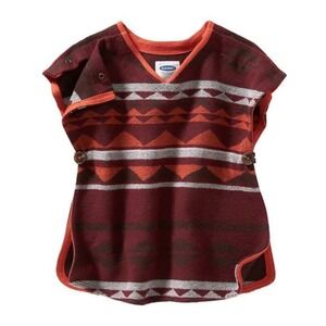 Old Navy Southwestern Poncho Top Baby Toddler 12 18 Mo Burgundy Navajo Fall